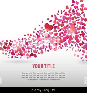 Buon San Valentino sfondo astratto con sbandieratori cuori, illustrazione vettoriale Illustrazione Vettoriale