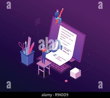 Copywriting concetto - moderno colorato isometrica illustrazione vettoriale Illustrazione Vettoriale