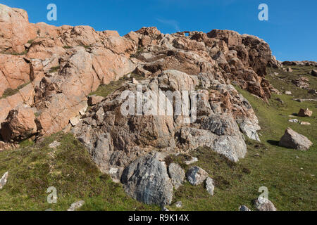 Paesaggio di sindrome di Muckle Roe, Shetland, Regno Unito Foto Stock