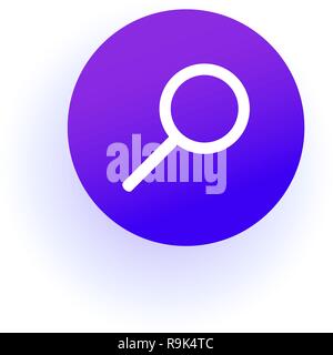 Icona Web Magnifier. Gradiente di colore viola. Segno di ricerca. Illustrazione Vettoriale