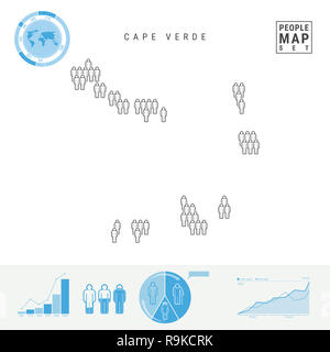 Capo Verde icona Persone Mappa. Le persone si affollano nella forma di una mappa di Capo Verde. Silhouette stilizzata del Capo Verde. La crescita della popolazione, invecchiamento Una infografica Foto Stock