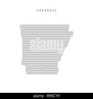 Mappa di persone di Arkansas, Stato degli USA. Silhouette stilizzata, persone si affollano nella forma di una mappa di Arkansas. Arkansas popolazione. Illustrazione isolati su W Foto Stock