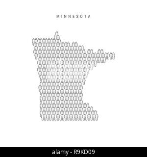 Mappa di persone del Minnesota, Stato degli USA. Silhouette stilizzata, persone si affollano nella forma di una mappa di Minnesota. Popolazione del Minnesota. Illustrazione o isolato Foto Stock