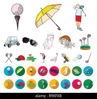 Dopo,l'arte,l'attributo,aviatore,bag,ball,sfere,basket,prima,cap,carrello,cartoon,appartamento,club, club,raccolta,corso,attraversato,design,attrezzature,campo,battenti,gioco,golf,golfista,l'erba,l'hobby,azienda,foro,icona,immagine,isolato,kick,logo,parasol,percorso,immissione,giochi,impostare,segno,sport,stick,occhiali da sole,il simbolo,T,uniformi,vettore,web,ruote vettori vettore , Illustrazione Vettoriale