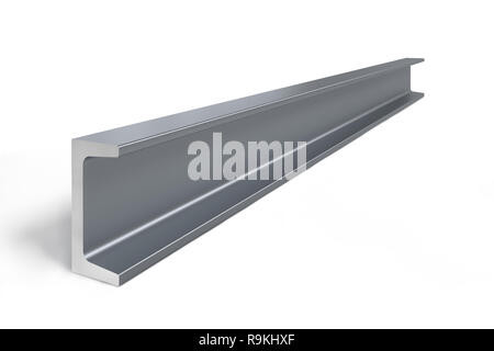 Singolo in acciaio C-beam isolati su sfondo bianco - 3D render Foto Stock