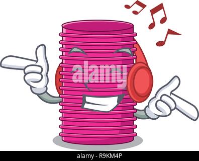 Ascolto di musica bigodino sulla tabella di caratteri Illustrazione Vettoriale