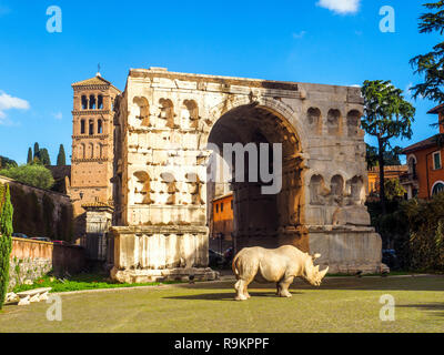 Arco di Giano nel Foro Boario - Roma, Italia Foto Stock