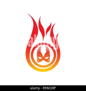 Il logo di fiamma template vettoriale. fire logo design graphic. torcia logo Design elemento. fuoco caldo icona. Il logo di gas illustrazione. incendiare il simbolo . segno di calore. ener Illustrazione Vettoriale