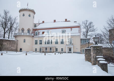 Città Cesis, Lettonia. Città vecchia castle street e la veduta urbana. Inverno e neve. Foto di viaggio 2018, 25. dicembre. Foto Stock