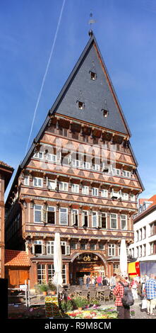 Knochenhaueramtshaus Am Marktplatz, la storica casa in legno e muratura, città vecchia, Hildesheim, Bassa Sassonia, Germania, Europa mi Knochenhaueramtshaus am Marktp Foto Stock