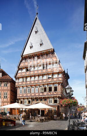 Knochenhaueramtshaus Am Marktplatz, la storica casa in legno e muratura, città vecchia, Hildesheim, Bassa Sassonia, Germania, Europa mi Knochenhaueramtshaus am Marktp Foto Stock