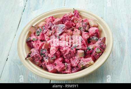 Heringsalat - Tedesco Insalata di aringhe, per ulteriori Scandinavian-style Foto Stock