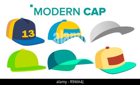 Estate Cap fissato vettore. Uomo Donna Headwear. Sport uniforme. Per i bambini e per gli adulti. Isolato illustrazione Cartoon Illustrazione Vettoriale