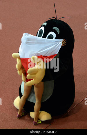 Praga, Repubblica Ceca. 8 Mar, 2015. L'Europeo di Atletica Leggera Indoor Championships 2015 a Praga, Repubblica Ceca, domenica 8 marzo, 2015.La piccola mole è maskot dell'Europeo di Atletica Leggera Indoor Championships 2015. Credito: Slavek Ruta/ZUMA filo/Alamy Live News Foto Stock