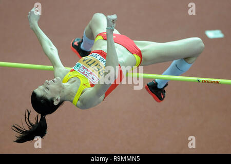 Praga, Repubblica Ceca. 7 Mar, 2015. L'Europeo di Atletica Leggera Indoor Championships 2015 a Praga, Repubblica Ceca, sabato 7 marzo, 2015. Ruth Beitia di Spagna compete in donne' s salto in alto finale durante l'Europeo di Atletica Leggera Indoor Championships 2015. Credito: Slavek Ruta/ZUMA filo/Alamy Live News Foto Stock