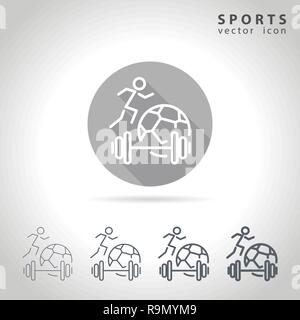 Sport delineano il set di icone di raccolta, di calcio, palloni da calcio, illustrazione vettoriale Illustrazione Vettoriale