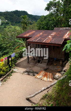 Tradizionali case di legno a Banaue terrazze di riso, Ifugao Provincia, Regione Cordigliera, Luzon, Filippine, Asia, Asia del Sud, patrimonio mondiale dell UNESCO Foto Stock