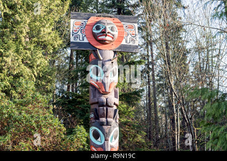 Stanley Park Prime Nazioni Totem | Vancouver, British Columbia, Canada Foto Stock