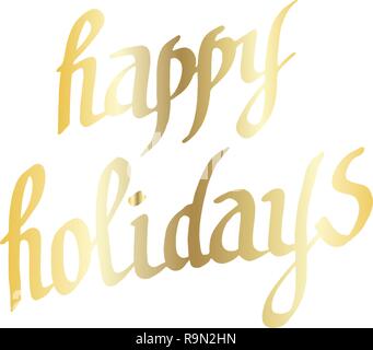 Il vettore delle vacanze felici della calligrafia calligrafia del monogramma. G olden inchiostro inciso art. Testo isolato illustrazione elemento. Illustrazione Vettoriale