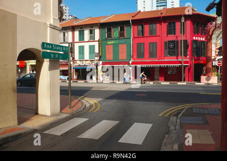 Angolo di Ann Siang Hill e South Beach Road, a Chinatown, Singapore Foto Stock