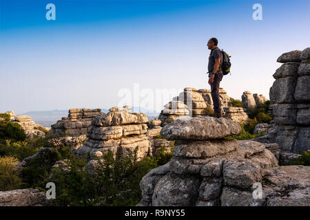 Torcal de Antequera, erosione lavorando su Jurassic calcari, provincia di Malaga. Andalusia, Spagna del sud Europa. Foto Stock