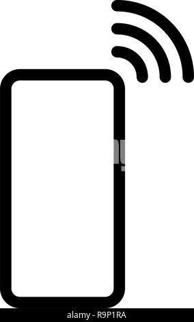 Smartphone con onde icona simbolo - nero semplice piatto - illustrazione vettoriale Illustrazione Vettoriale