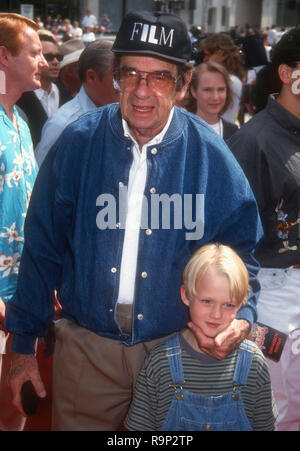 HOLLYWOOD, CA - 19 giugno: attore Walter Matthau e attore Mason Gamble frequentare Warner Bros Foto' 'Dennis la minaccia' Premiere il 19 giugno 1993 presso il Teatro Cinese di Mann in Hollywood, la California. Foto di Barry re/Alamy Stock Photo Foto Stock