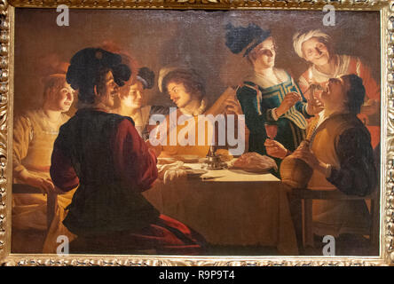 Allegra compagnia con liuto player da Gerard van Honthorst Foto Stock