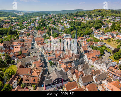 Vista aerea della ridente cittadina Schotten, Hesse, Germania Foto Stock