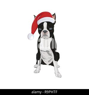 Santa cane in stato d'animo di Natale. Illustrazione Vettoriale