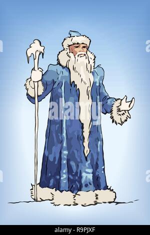 Blu nonno russo Frost sketch. Ded Moroz Illustrazione Vettoriale