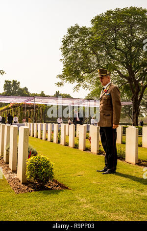 Per commemorare i 100 anni dell'Armistizio giorno WWI a Delhi il Cimitero di guerra. Foto Stock