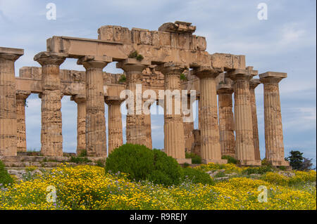 Tempio di Hera, Selinunte, Sicilia, Italia Foto Stock