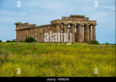 Sicilia, Selinunte, Tempio di Hera in scavo archeologico sito Foto Stock
