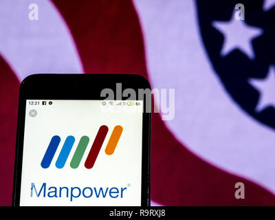 Kiev, Ucraina. Xvii Dec, 2018. ManpowerGroup Company logo che si vede visualizzato su un telefono intelligente. Credito: Igor Golovniov SOPA/images/ZUMA filo/Alamy Live News Foto Stock