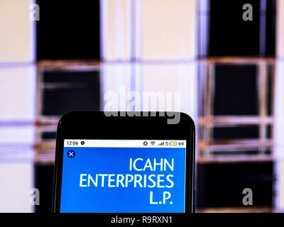 Kiev, Ucraina. Xvii Dec, 2018. Imprese Icahn società conglomerata logo che si vede visualizzato su un telefono intelligente. Credito: Igor Golovniov SOPA/images/ZUMA filo/Alamy Live News Foto Stock