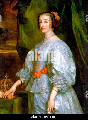 La principessa Henrietta Maria di Francia, regina consorte di Inghilterra. Questo è il primo ritratto di Henrietta Maria dipinta da Anthony van Dyck nel 1632. Foto Stock