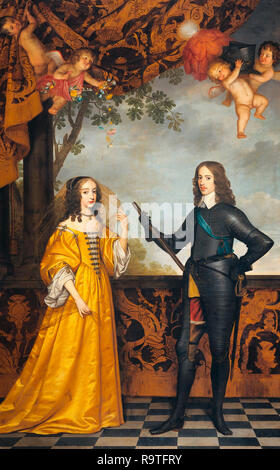 Ritratto di Willem II (1626-50), il principe di Orange e sua moglie Maria Stuart (1631-60) - Gerard van Honthorst, circa 1647 Foto Stock