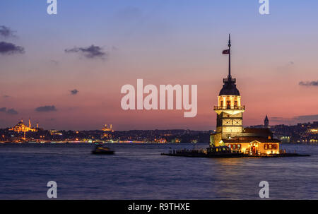 La fanciulla la torre dalla media età del periodo bizantino si trova nel Bosphorus Istanbul, Turchia Foto Stock