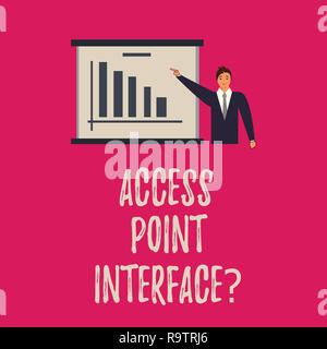 La grafia la scrittura di testo Access Point Interfacequestion. Concetto significato consentire dispositivo wireless per connettersi a una rete Man in Business Suit P permanente Foto Stock