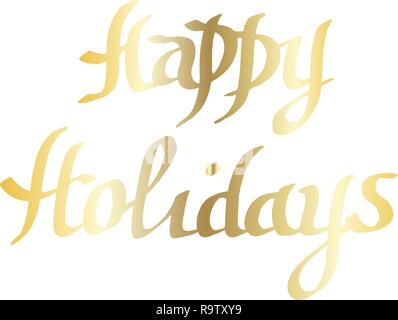 Il vettore delle vacanze felici della calligrafia calligrafia del monogramma. G olden inchiostro inciso art. Testo isolato illustrazione elemento. Illustrazione Vettoriale