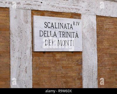 Spanish Steps segno - la scalinata della Trinita del Monti, Roma Foto Stock