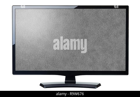 Schermo monitor tv video rumoroso isolato di granella su bianco Foto Stock