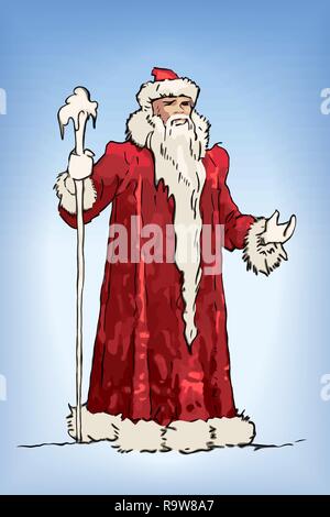 Blu nonno russo Frost sketch. Ded Moroz Illustrazione Vettoriale