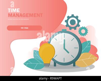 Gestione del tempo e pianificazione del concetto di controllo composizione vettoriale di poster Illustrazione Vettoriale