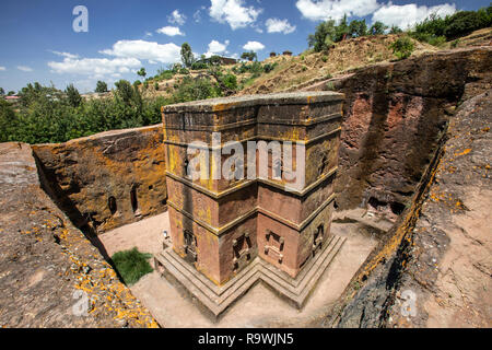 Il rock-cut chiesa di San Giorgio a Lalibela, Etiopia Foto Stock