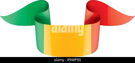 Mali bandiera, illustrazione vettoriale su uno sfondo bianco. Illustrazione Vettoriale