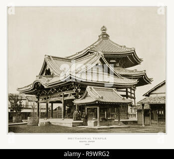 Tempio Hectagonal, Kioto, Giappone, antichi fotografia giapponese, 1893 Foto Stock