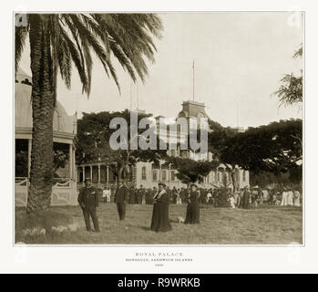 Royal Palace, Honolulu, Isole Sandwich Australi, antichi Hawaiian fotografia, 1893 Foto Stock