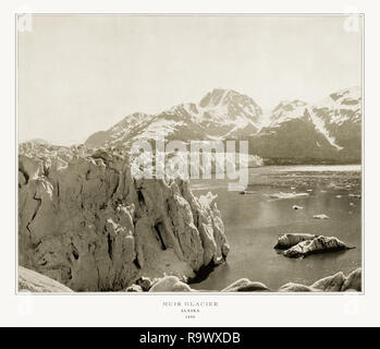 Muir Glacier, Alaska, antichi Alaskan fotografia, 1893 Foto Stock